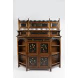 Maple & Co ebonised sideboard, aesthetic movement, handpainted doors, stamped to the drawer 151.