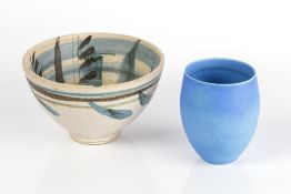 Delan Cookson (b.1937) porcelain vase, impressed seal mark, 11cm high and one other indistinctly