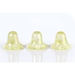 Three Vaseline glass lamp shades with floral decoration, possibly by Duplex, 10cm (3)