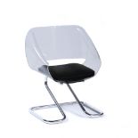 Harvey Guzzini (20th Century, Italian) chair, 1960's, acrylic and chrome with black fabric seat 69cm
