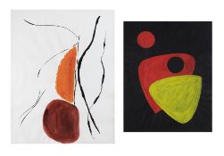 Stephen Kissel (American, 1938-2015) two abstract studies acrylic on paper, (one on white, the other