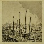 David Robertson (1886-1944) 'The Docks' etching, 6/75, signed in pencil lower right 19.5cm x 19.