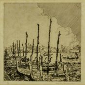 David Robertson (1886-1944) 'The Docks' etching, 6/75, signed in pencil lower right 19.5cm x 19.