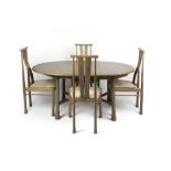 Ercol Saville dining table and six chairs in the limited edition 'Silvermist' finish chairs
