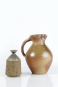 Svend Bayer (b.1946) jug, wood fired 27cm high and a Bernard H. Charles (b.1930) studio pottery