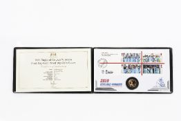 Gold proof 10 pence piece 2019 England cricket winners, First Day gold proof 10p coin cover, limited