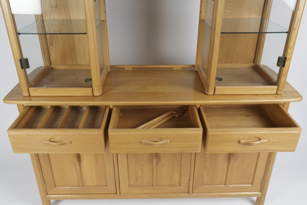 Ercol 'Arlington' display cabinet, elm 153cm x 178cm x 52cm - Image 2 of 4