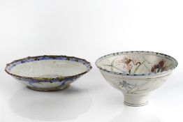 Elisabeth Mary Roussel (b. 1936) two studio pottery bowls, both with impressed marks to the base the