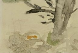 Mary Potter (1900-1981) 'Birds in a tree' watercolour, unsigned 8cm x 11cm Provenance: Bunny