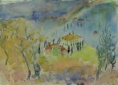 Adrian Ryan (1920-1998) 'House in Tuscany' watercolour, signed and dated '77 lower right 19cm x 27cm
