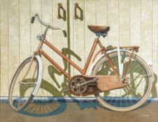 Henk Van Zanten (b.1940) 'Ladies bicycle' oil on canvas, signed lower right 80cm x 100cm