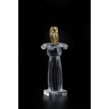 James Houston for Steuben 'Column of the Owl', in yellow metal and moulded glass, the column
