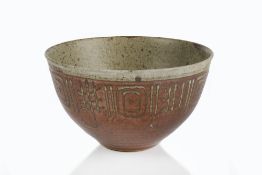 Helen Pincombe (1908-2004) bowl, with over painted decoration, impressed seal mark to base 12.