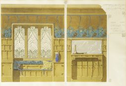 Maurice Dufrene (1876-1955) 'Study of a hallway' watercolour, Art Nouveau, signed lower right 31cm x