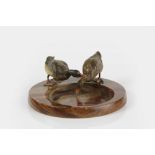 Austrian cold painted bronze ducks mounted on a onyx ashtray, unmarked 20cm across