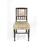 Aesthetic movement chair, ebonised finish with floral upholstery 83cm high