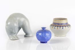 After Francois Pompon (1855-1933) model of a bear, porcelain crackle glaze, indistinct marks to