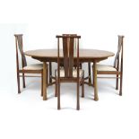 Ercol Saville dining table and six chairs in the 'Darker Golden Dawn' finish (matched set) chairs