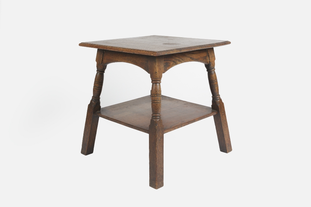 In the manner of Heals table with undertier, oak, unsigned 58cm x 57cm - Image 3 of 3