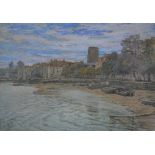 Arthur Severn (1842-1931) 'Old Chelsea Church from Cadogan Pier' watercolour, signed and dated