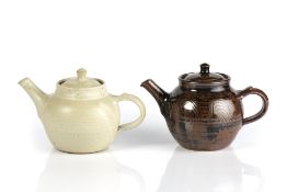 Ray Finch (1914-2012) for Winchcombe Pottery two teapots, one with and iron glaze and combed