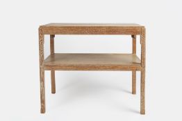 In the manner of Heals two tier side table, limed oak, unmarked 84cm x 72cm x 45cm