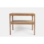 In the manner of Heals two tier side table, limed oak, unmarked 84cm x 72cm x 45cm