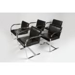 Mies Van der Rohe (1886-1969) for Knoll International set of five Bruno armchairs, originally