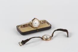 Two wristwatches one in a 9ct gold case on expanding 9ct gold strap, 25g approx overall in box and