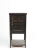 Arts and Crafts ebonised pot cupboard, oak, unmarked 38cm x 76cm x 37cm