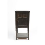 Arts and Crafts ebonised pot cupboard, oak, unmarked 38cm x 76cm x 37cm