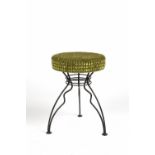 Mid/late 20th Century stool, wrought iron base 50cm high overall