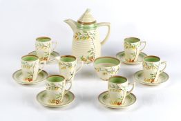 Clarice Cliff (1899-1972) for Wilkinson Ltd 'Summers End' coffee set, circa 1938, consisting of a