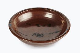 Ray Finch (1914-2012) for Winchcombe Pottery bowl, iron glazed, with seal mark to base 30cm across