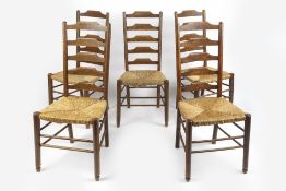 In the manner of Philip Clissett (1817-1913) for Heals part-set of five dining chairs, oak with