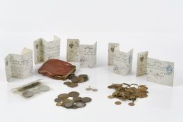 Collection of coins to include: Middle Eastern brass coins, GB pre-decimal coinage, pennies,