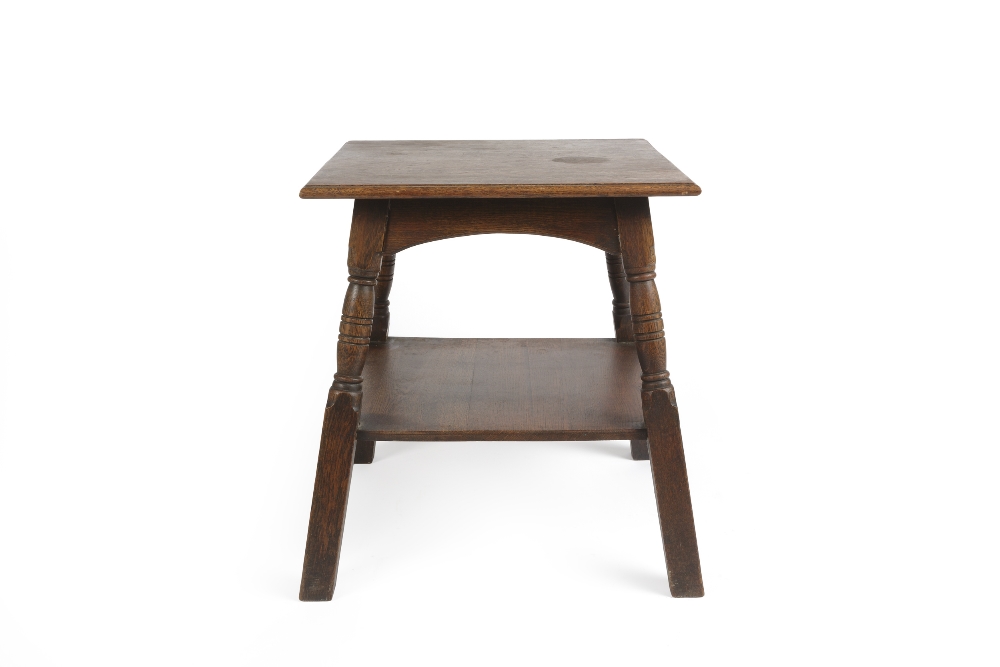 In the manner of Heals table with undertier, oak, unsigned 58cm x 57cm