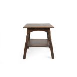 In the manner of Heals table with undertier, oak, unsigned 58cm x 57cm