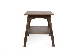 In the manner of Heals table with undertier, oak, unsigned 58cm x 57cm