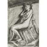 Late 20th Century Continental School 'Seated Female' charcoal/graphite sketch, initialled and