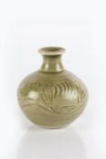 Attributed to Arthur Griffiths (b.1928) miniature celadon glazed vase, unmarked 6cm high