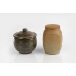 David Leach (1911-2005) storage jar, stoneware with wooden lid, impressed mark to the base 12cm high
