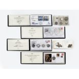 Collection of coins to include: 2019 British Silver Coins Cover silver proof set, 2019 Cricket