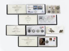 Collection of coins to include: 2019 British Silver Coins Cover silver proof set, 2019 Cricket