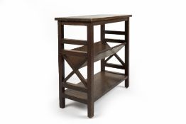 B.J. Co of Jamestown, New York book table, oak, early 20th Century, stamped to the underside B.