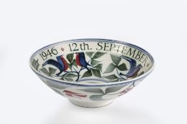 Laurence McGowan (b.1942) robin bowl, with dedication to rim, signed and dated 1996 to the base 27.