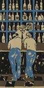 Dewall (20th Century School) 'Figures in a bar' silkscreen, dated '29 45 07' signed in pen lower