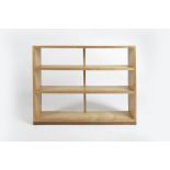 Cotswold School four tier open bookshelves, handmade, oak 98cm wide x 75cm high x 23cm deep