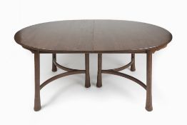 Ercol Saville dining or banqueting table, with leaves, elm 123cm x 74cm x 177cm without the leaves