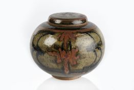 Ken Southall (20th Century) ginger jar, celadon and iron oxide, seal mark to the base 17cm high